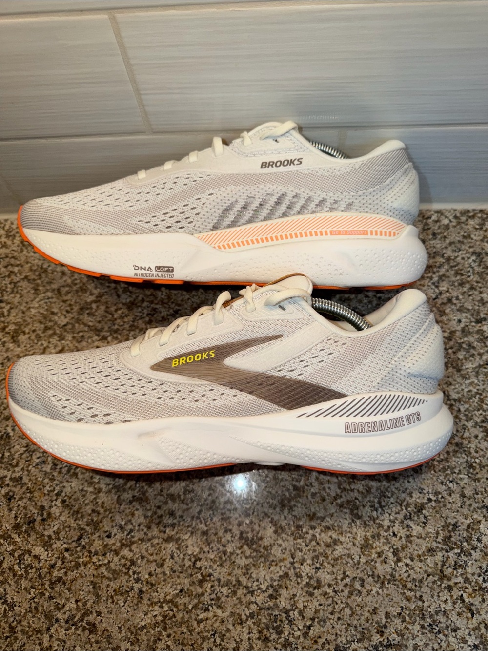 Brooks Men's Sneakers in White with Orange and Gray Accents